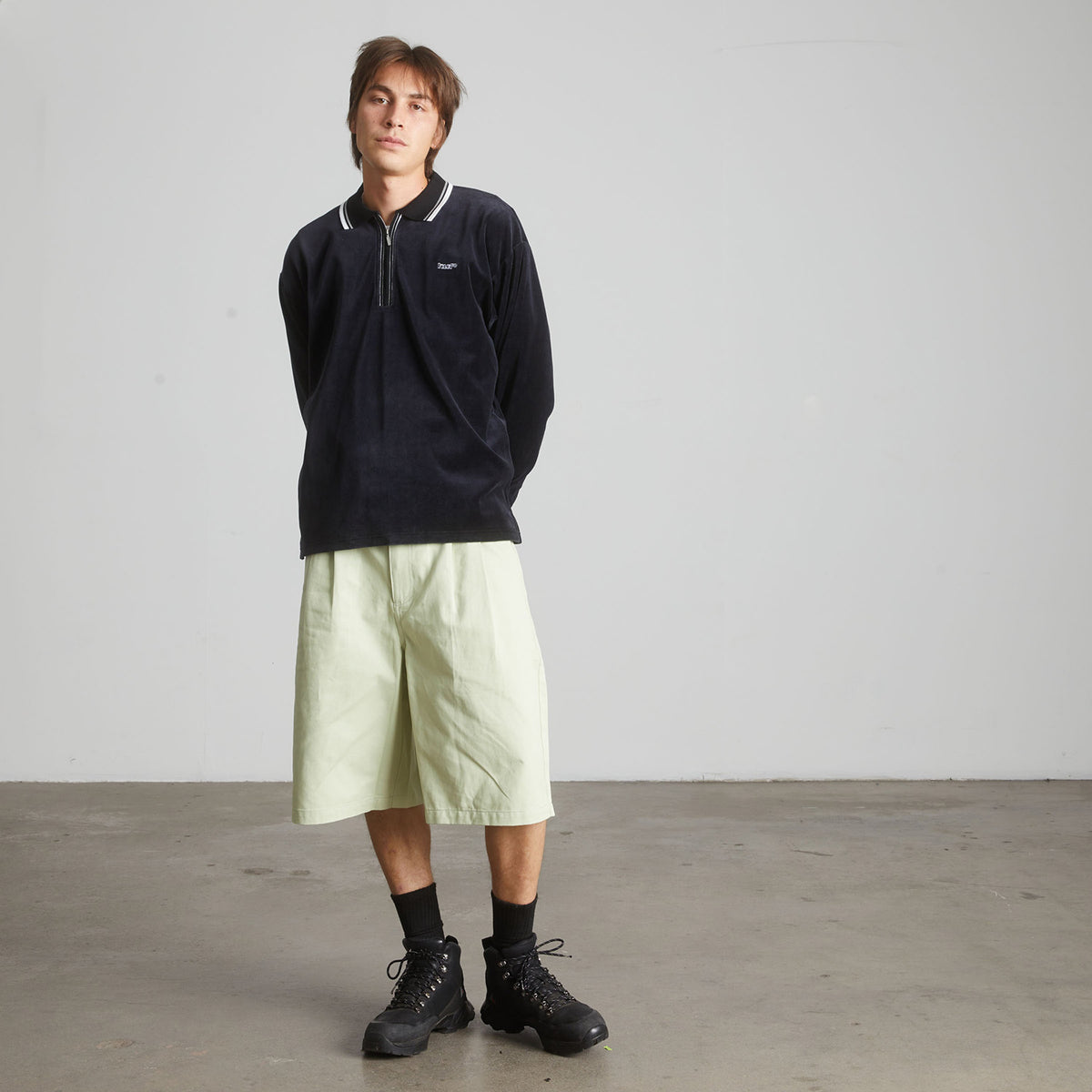 HUF (ハフ) Worldwide JP /TOPS & SHIRTS（トップス&シャツ）/ PARKER VELOUR LS POLO商品 / BROWN