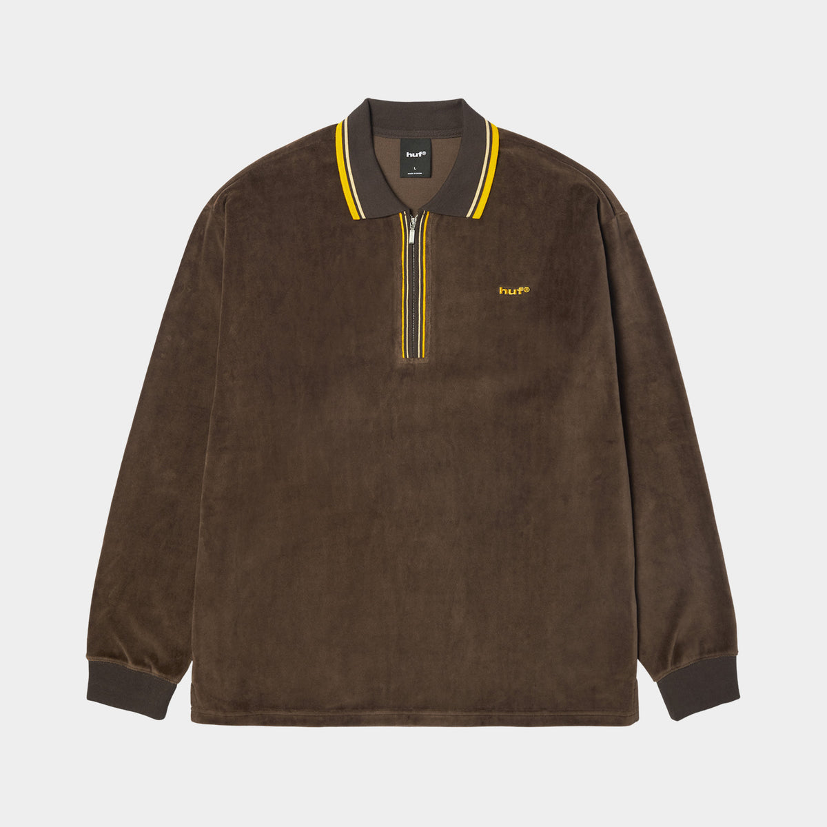 HUF (ハフ) Worldwide JP /TOPS & SHIRTS（トップス&シャツ）/ PARKER VELOUR LS POLO商品 / BROWN