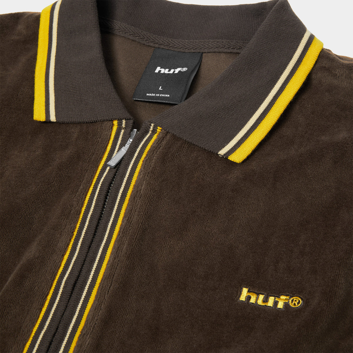 HUF (ハフ) Worldwide JP /TOPS & SHIRTS（トップス&シャツ）/ PARKER VELOUR LS POLO商品 / BROWN