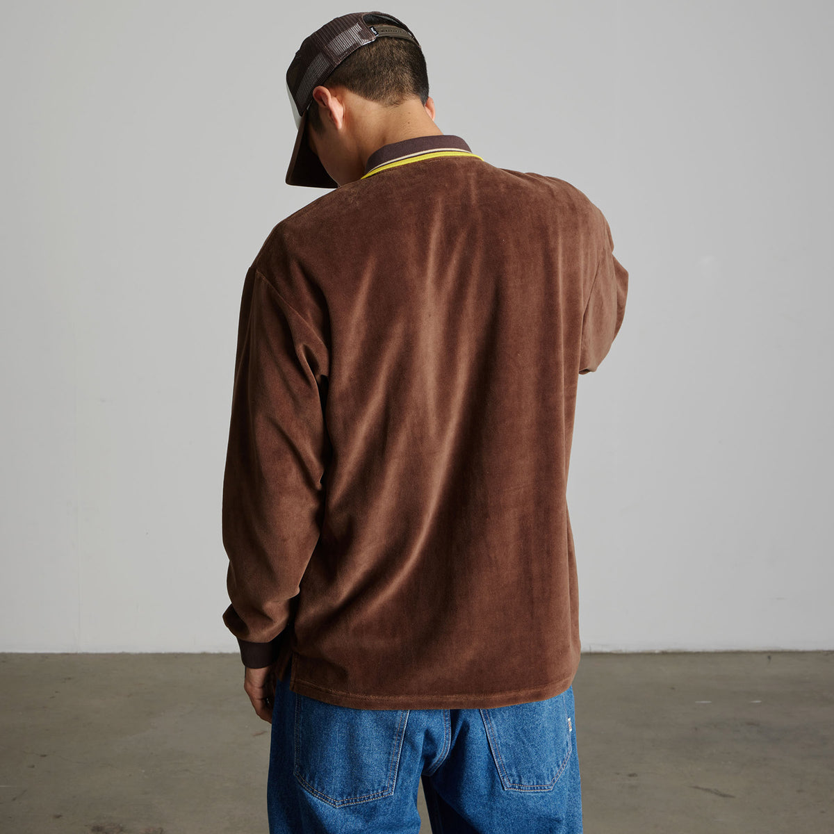 HUF (ハフ) Worldwide JP /TOPS & SHIRTS（トップス&シャツ）/ PARKER VELOUR LS POLO商品 / BROWN