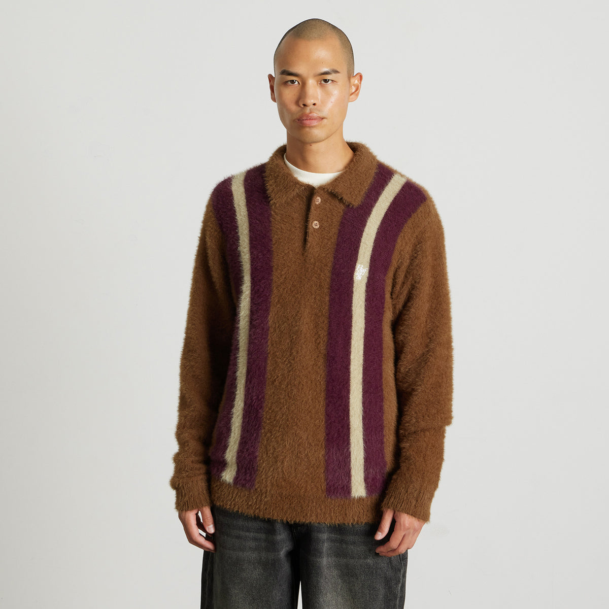 HUF (ハフ) Worldwide JP /KNITS & SWEATERS（ニット&セーター）/ MILTON SHAGGY POLO SWEATER商品 / BROWN