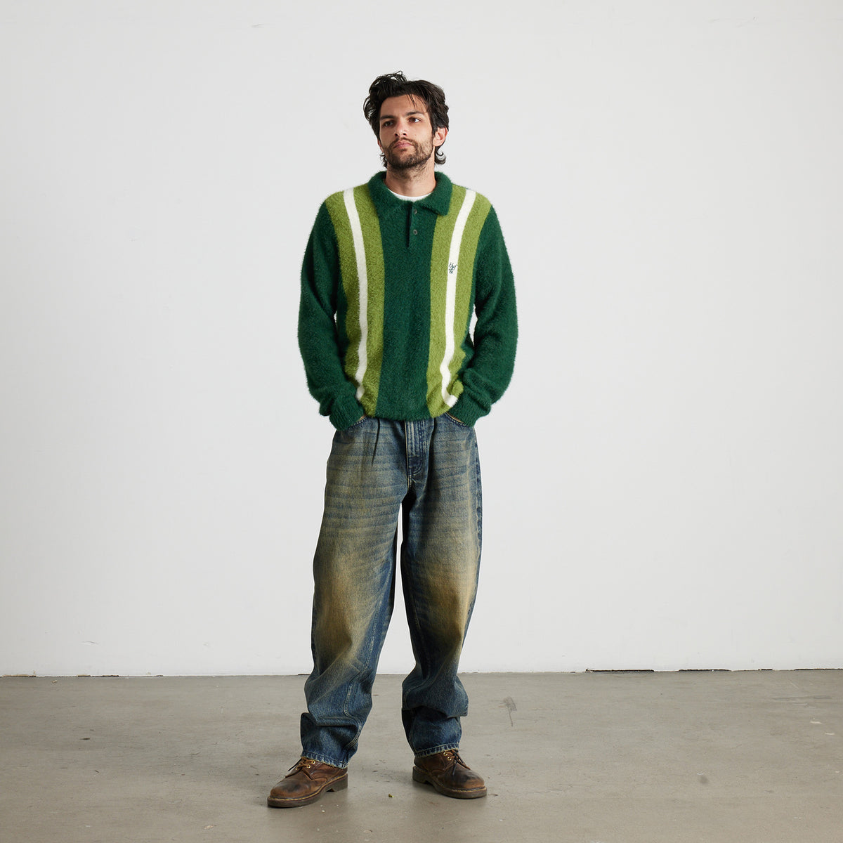 HUF (ハフ) Worldwide JP /KNITS & SWEATERS（ニット&セーター）/ MILTON SHAGGY POLO SWEATER商品 / BROWN