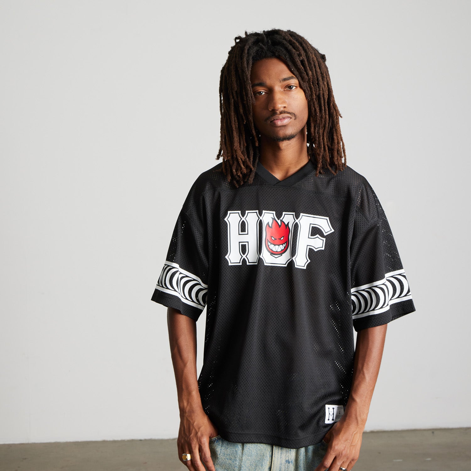 HUF (ハフ) Worldwide JP /TOPS & SHIRTS（トップス&シャツ）/ huf X SPITFIRE END ZONE JERSEY商品 / BLACK