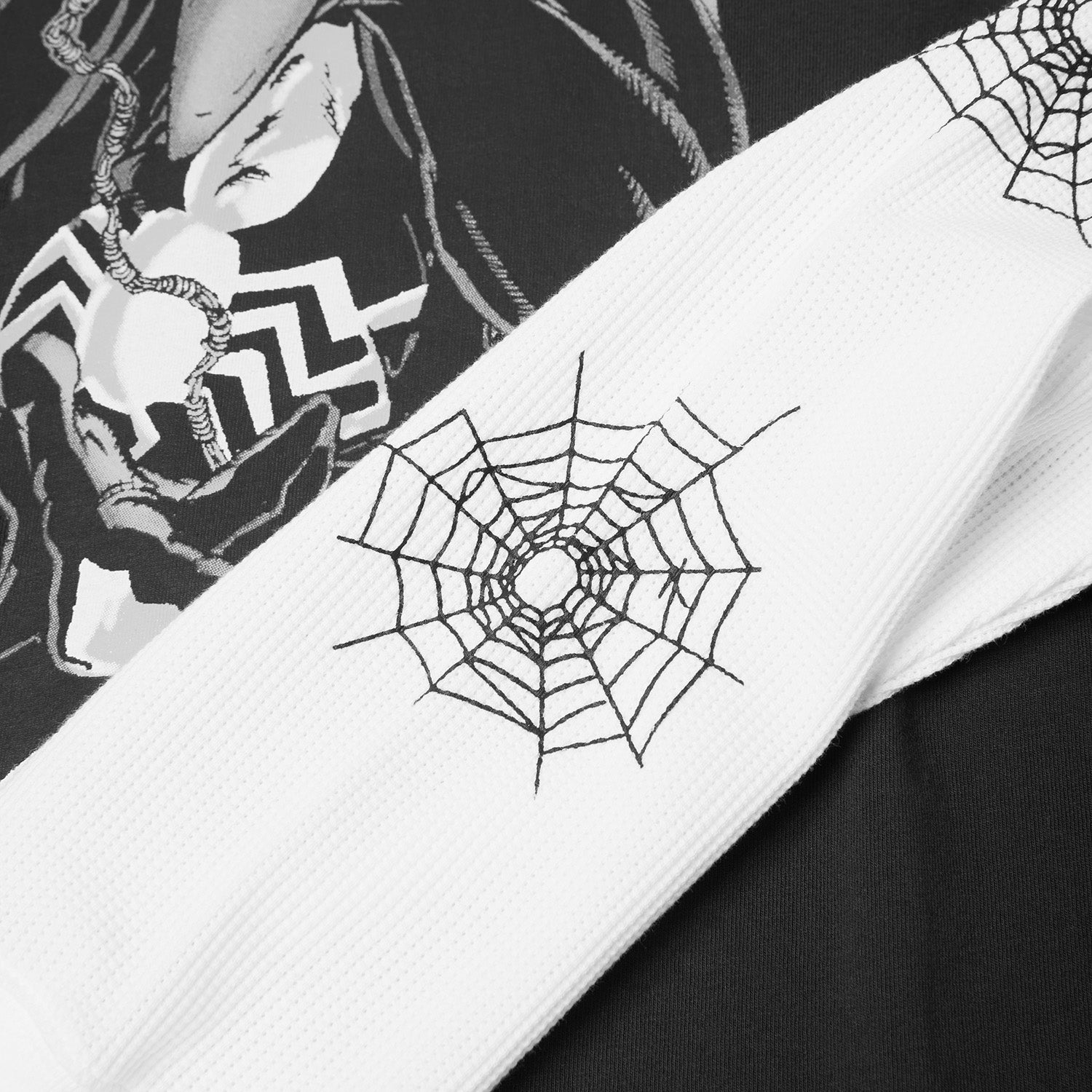 HUF (ハフ) Worldwide JP /TOPS & SHIRTS（トップス&シャツ）/ HUF X SPIDER-MAN WEB LS DOUBLE LAYER TOP商品 / BLACK