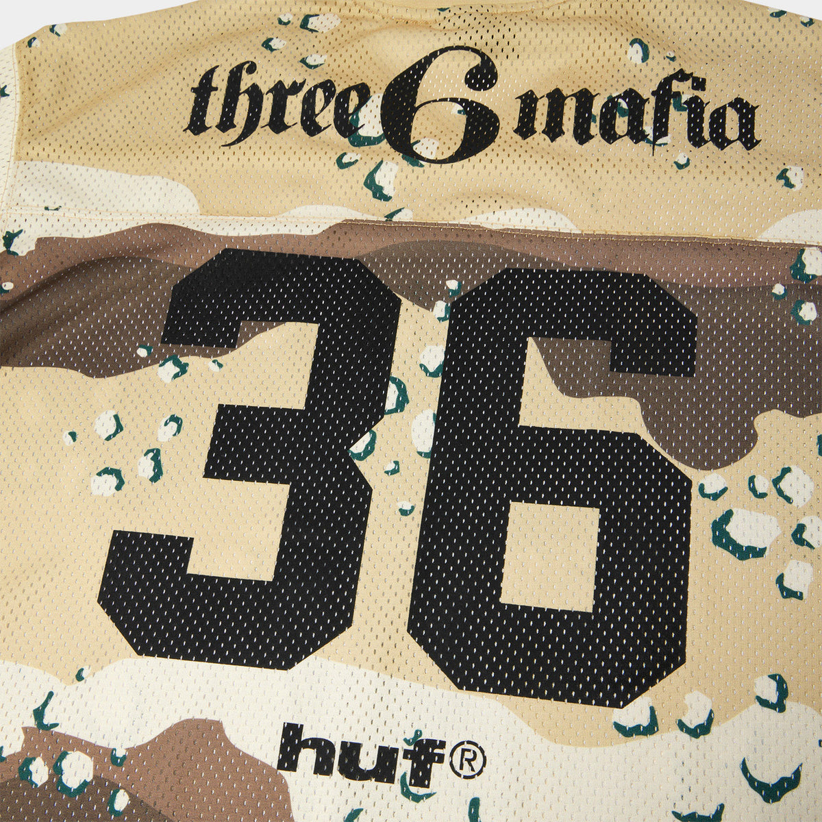 HUF (ハフ) Worldwide JP /TOPS & SHIRTS（トップス&シャツ）/ huf® X THREE 6 MAFIA FOOTBALL JERSEY商品 / CAMO