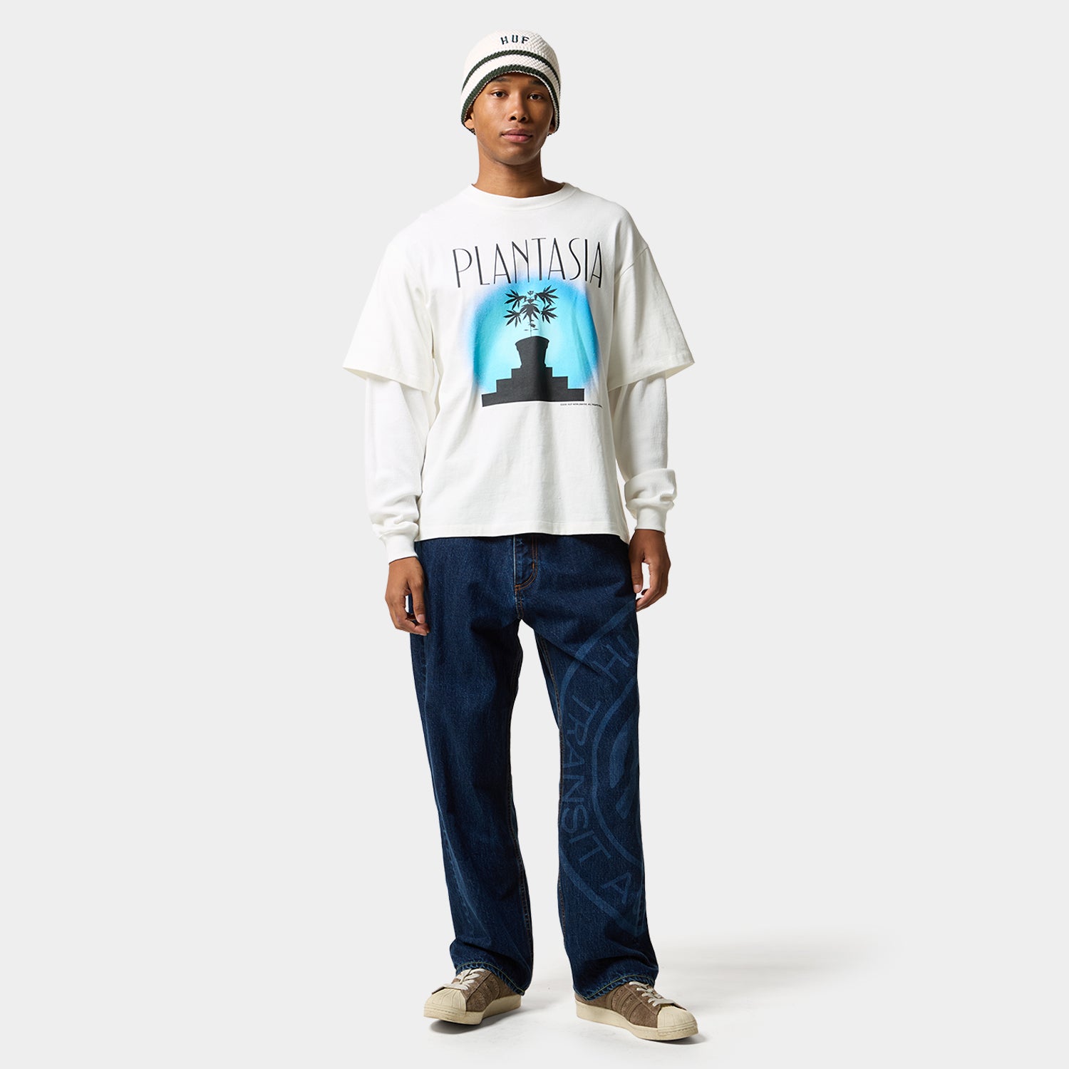 HUF (ハフ) Worldwide JP /TOPS & SHIRTS（トップス&シャツ）/ PLANTASIA DOUBLE LAYER LS TOP商品 / BLACK