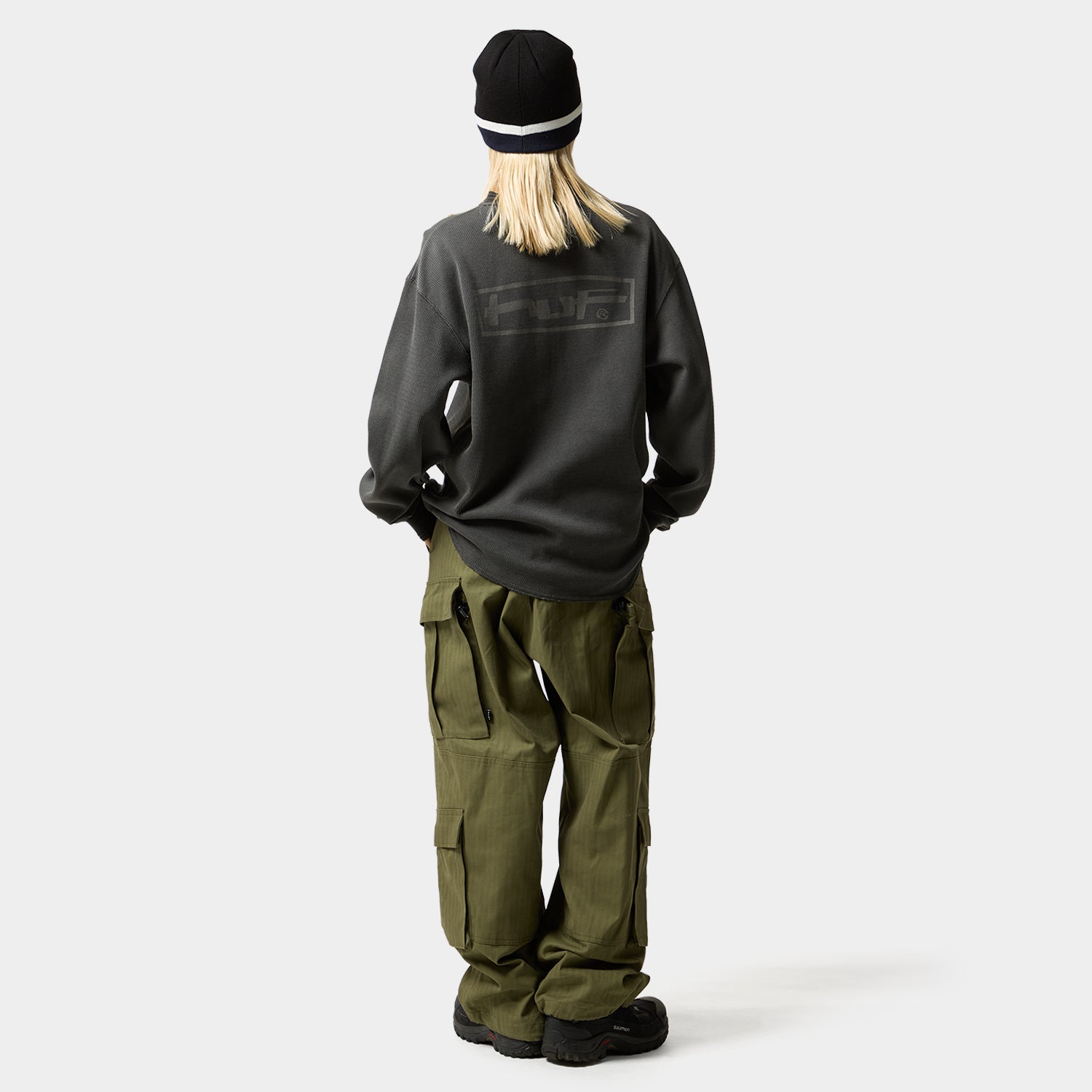 HUF (ハフ) Worldwide JP /TOPS & SHIRTS（トップス&シャツ）/ STRETCH LOGO HENRY THERMAL商品 / DARK OLIVE