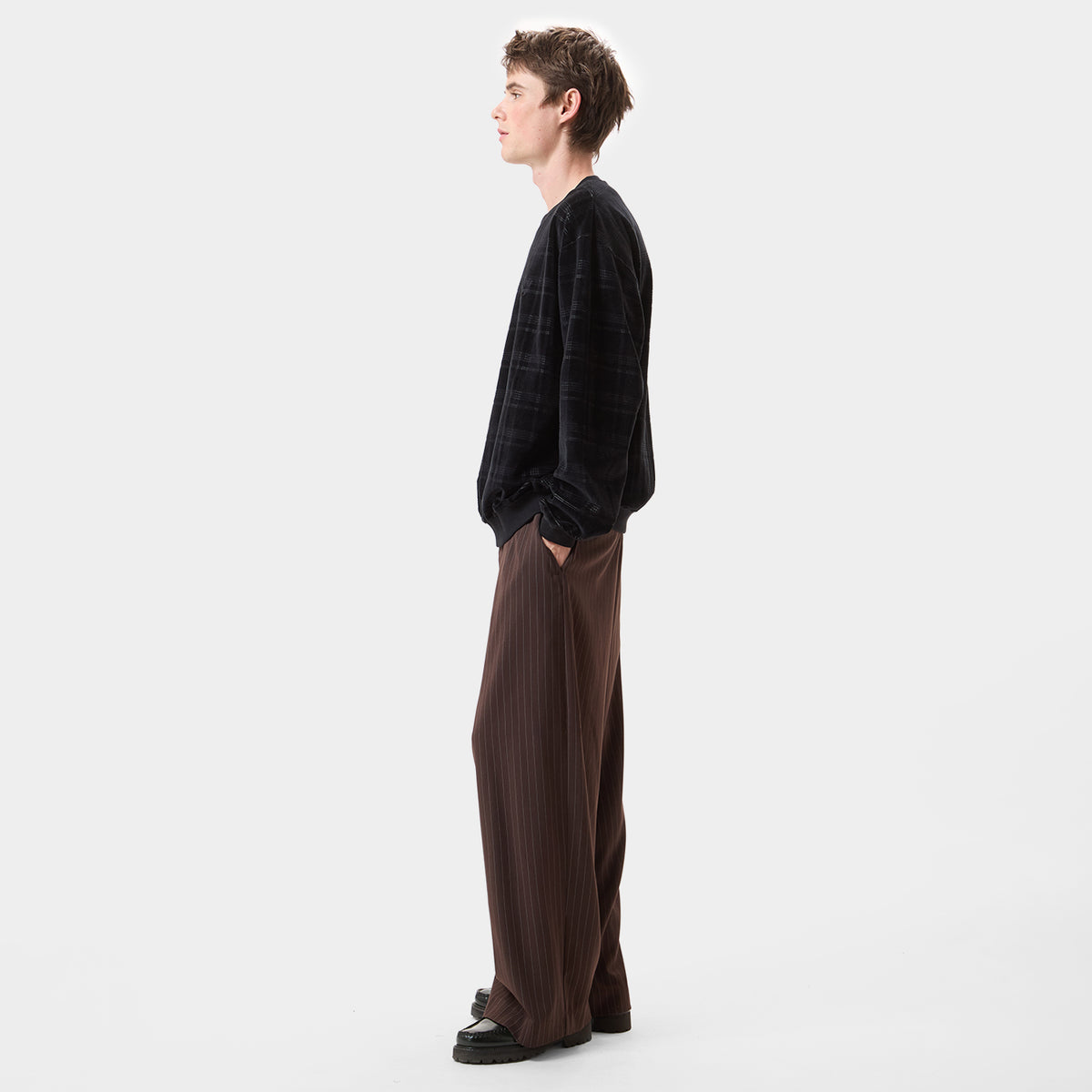 HUF (ハフ) Worldwide JP /SWEATSHIRTS（スウェットシャツ）/ 1984 PLAID VELOUR CREW商品 / SAND