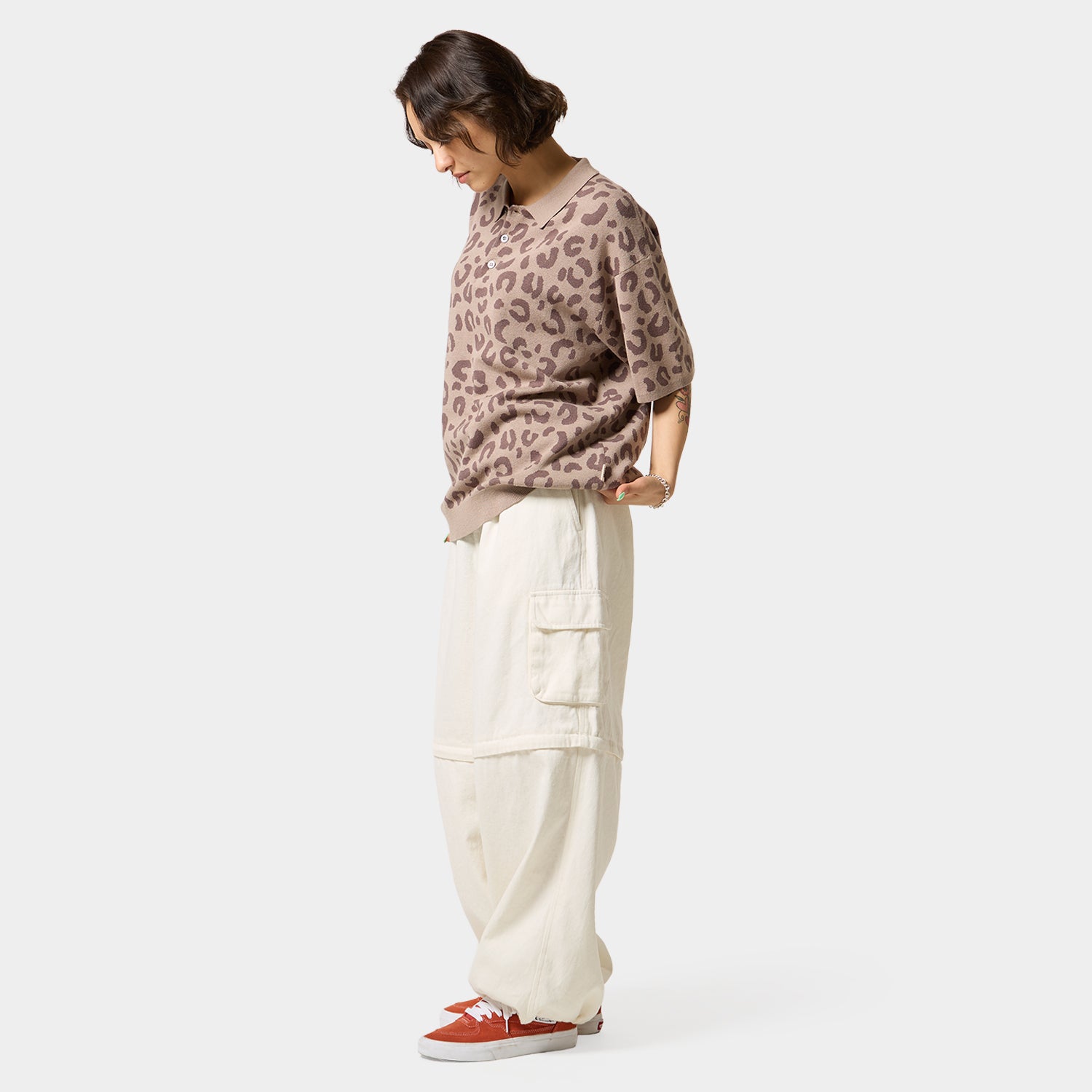 HUF (ハフ) Worldwide JP /TOPS & SHIRTS（トップス&シャツ）/ huf CO-OP CHUNKY CHEETAH KNIT POLO商品 / NAVY