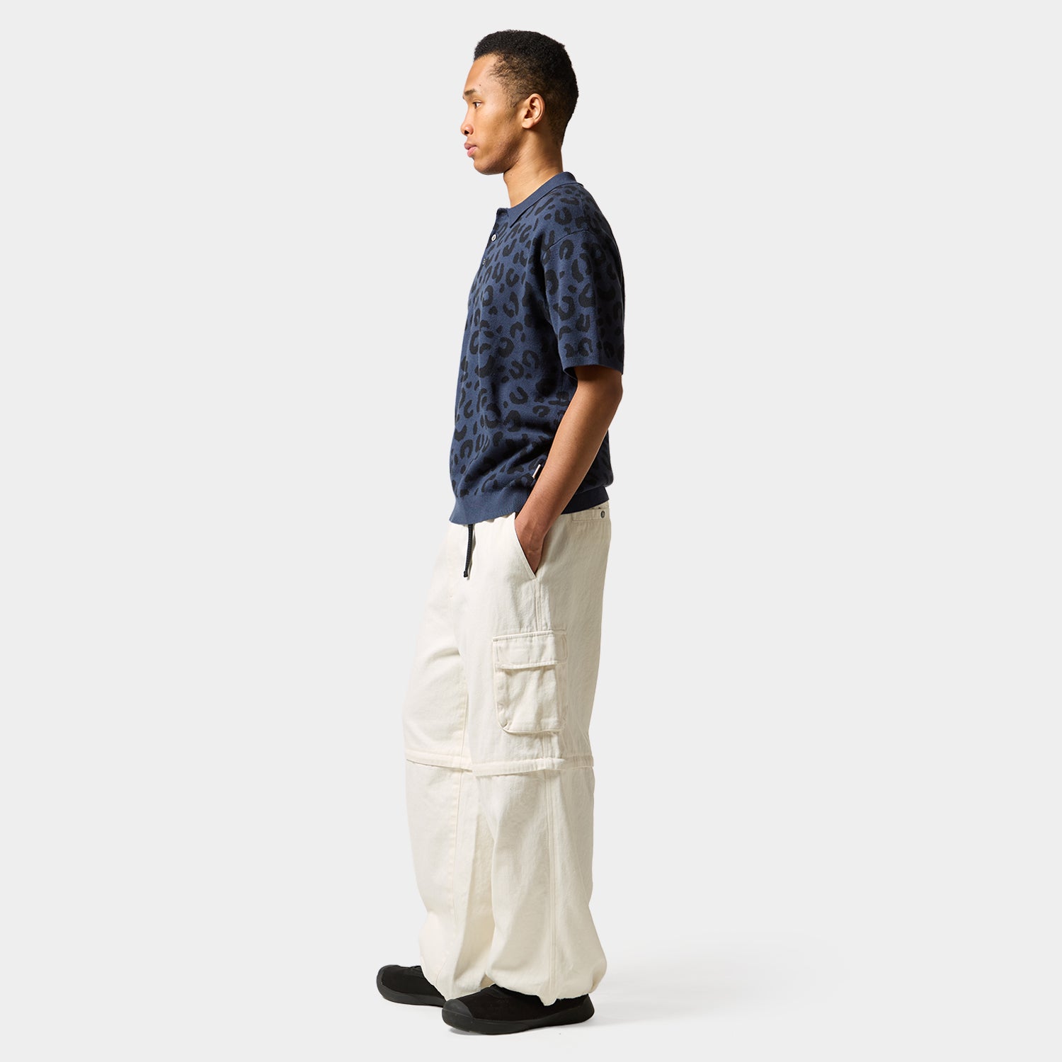 HUF (ハフ) Worldwide JP /TOPS & SHIRTS（トップス&シャツ）/ huf CO-OP CHUNKY CHEETAH KNIT POLO商品 / NAVY