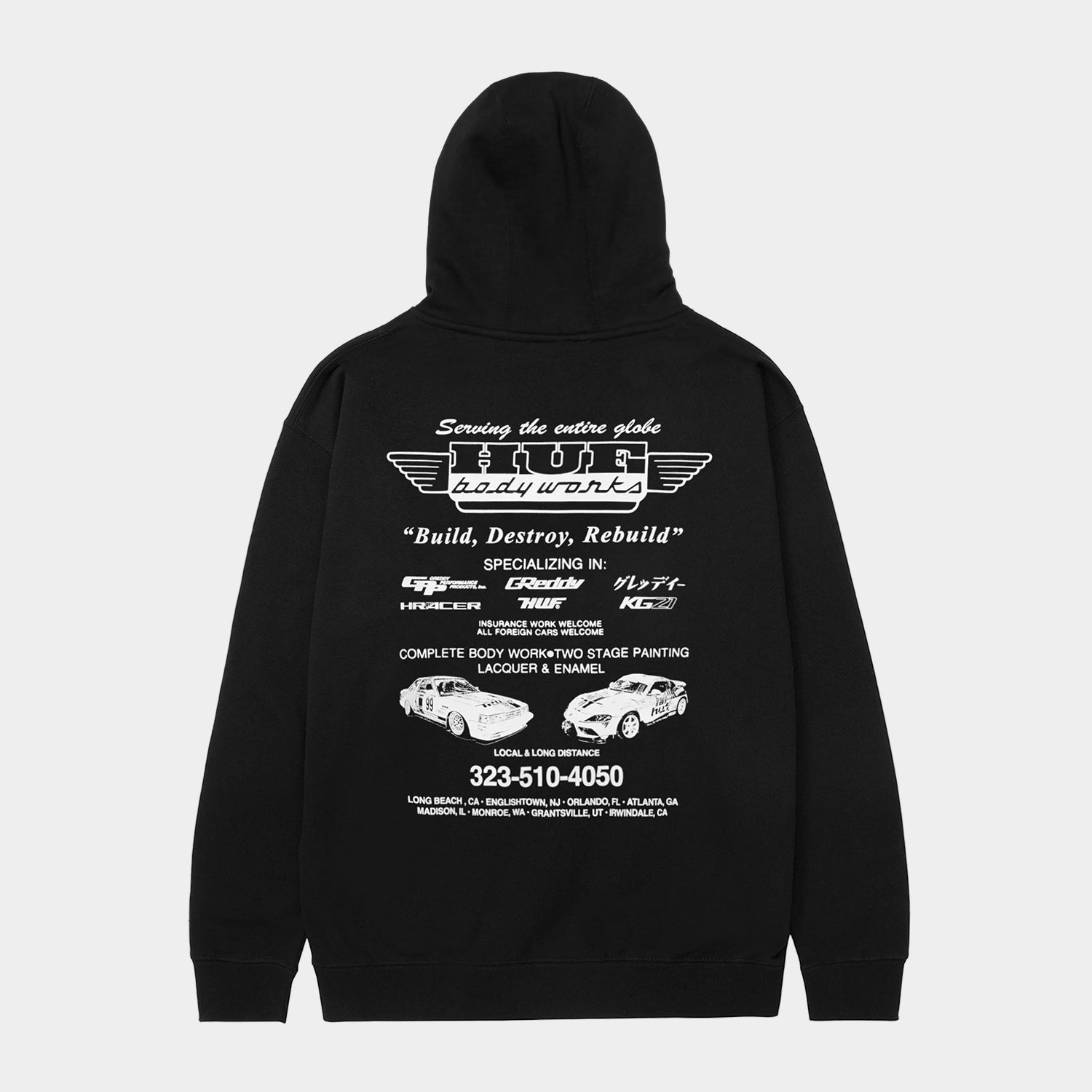HUF (ハフ) Worldwide JP /HOODIES（パーカー）/ HUF X GREDDY BODY WORKS HOODIE商品 / BLACK