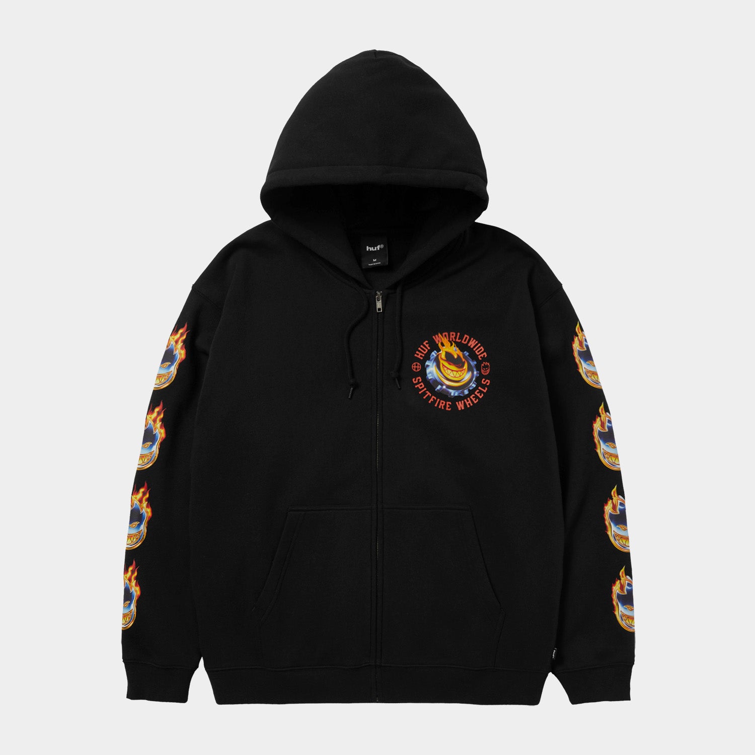 HUF (ハフ) Worldwide JP /HOODIES（パーカー）/ huf X SPITFIRE CHROME HEAD FULL ZIP HOODIE商品 / BLACK