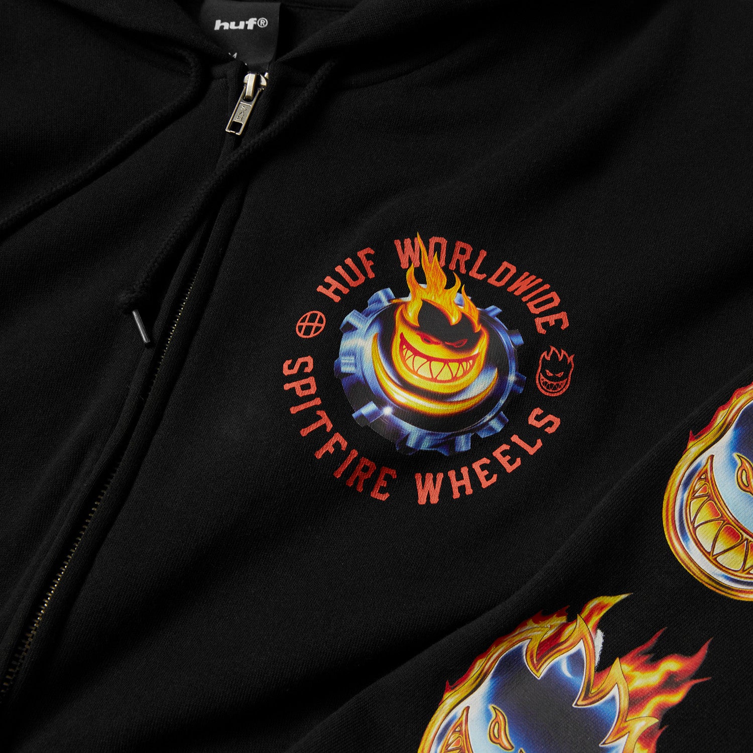 HUF (ハフ) Worldwide JP /HOODIES（パーカー）/ huf X SPITFIRE CHROME HEAD FULL ZIP HOODIE商品 / BLACK