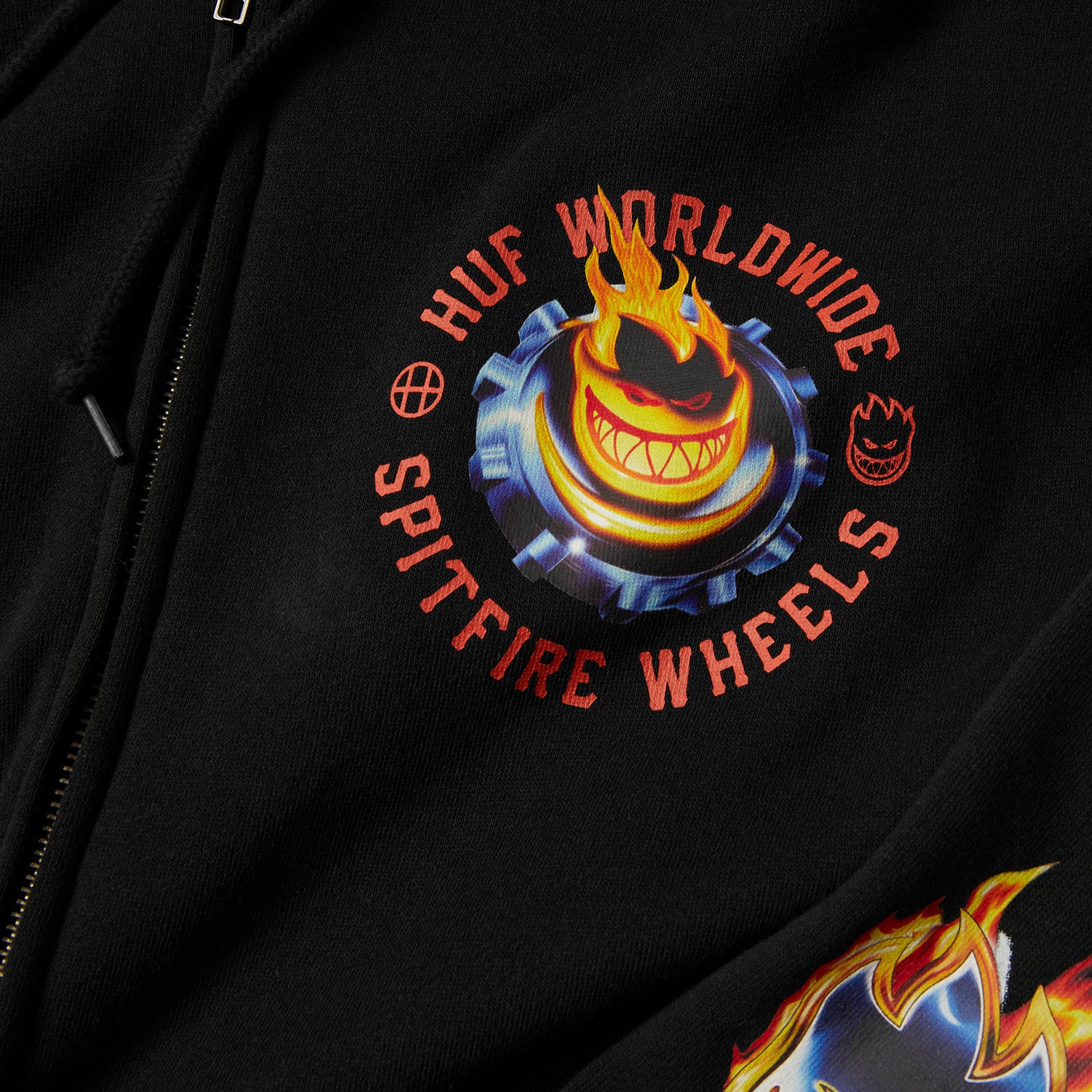 HUF (ハフ) Worldwide JP /HOODIES（パーカー）/ huf X SPITFIRE CHROME HEAD FULL ZIP HOODIE商品 / BLACK