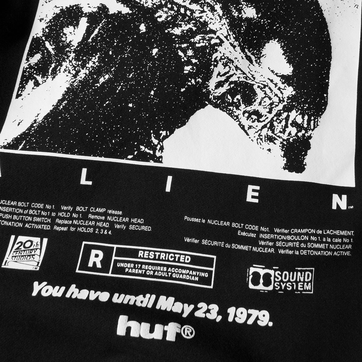 HUF (ハフ) Worldwide JP /HOODIES（パーカー）/ HUF X ALIENS FOSSILIZED HOODIE商品 / BLACK