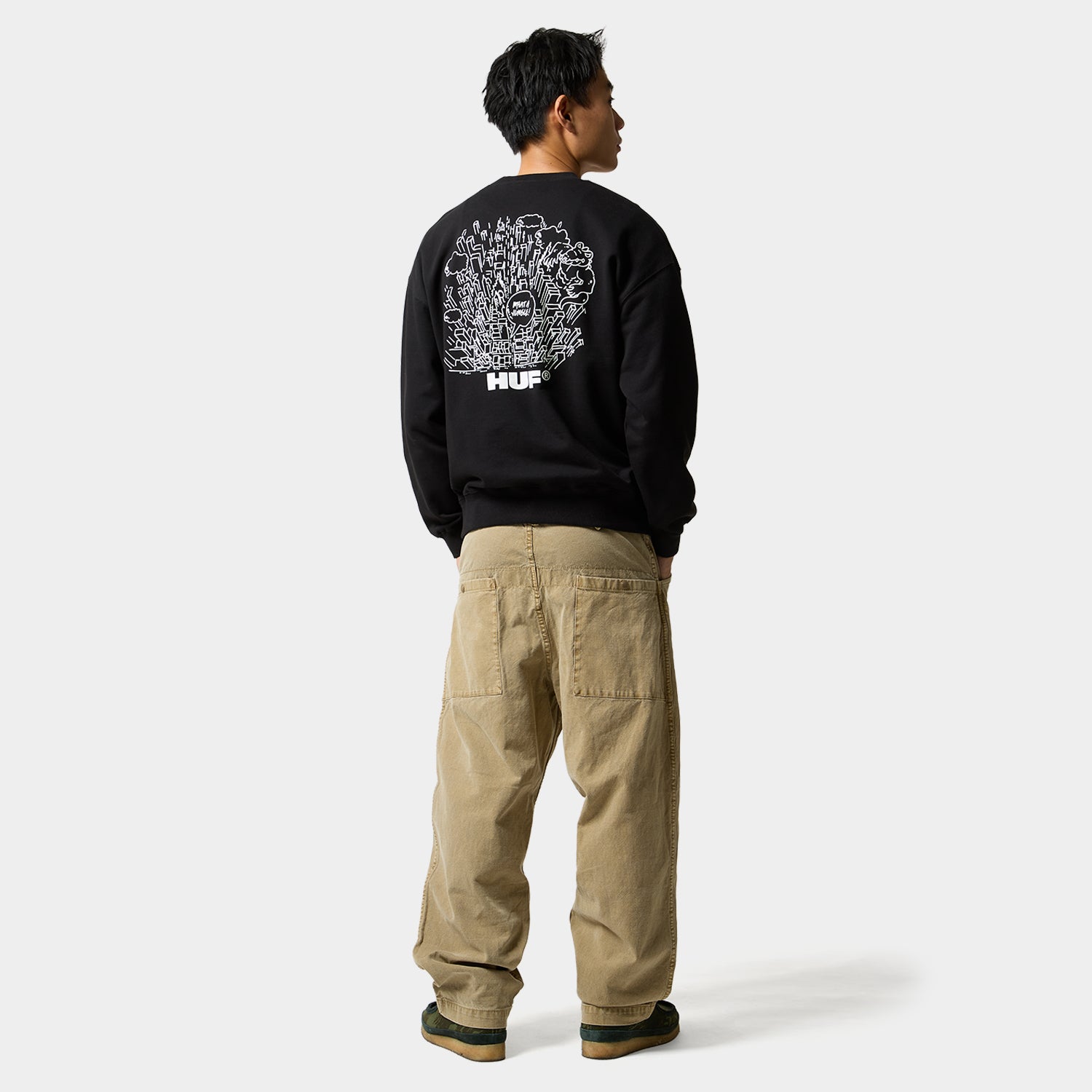 HUF (ハフ) Worldwide JP /SWEATSHIRTS（スウェットシャツ）/ WHAT A JUNGLE CREW商品 / ASH GREY