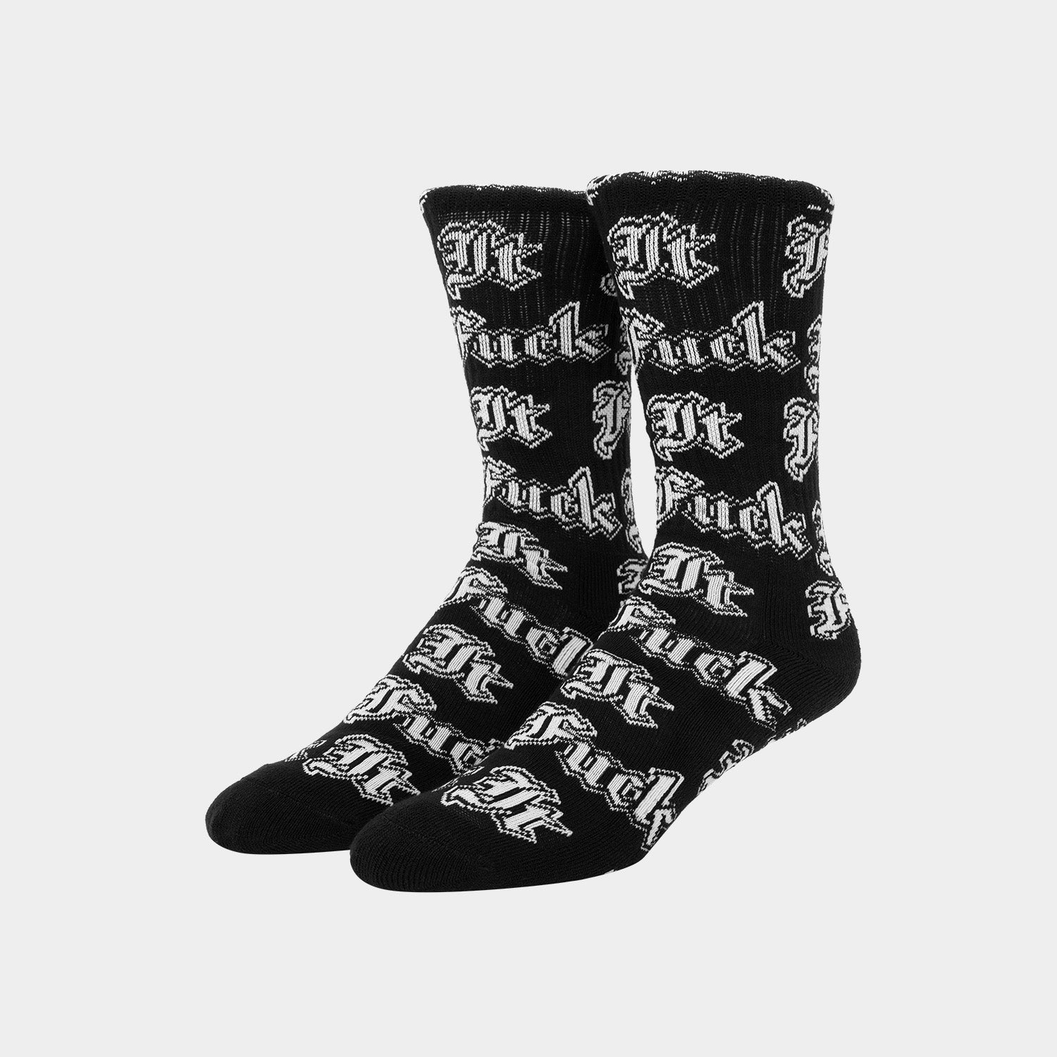 HUF (ハフ) Worldwide JP /SOCKS（ソックス）/ FUCK IT OLD ENGLISH SOCKS商品 / BLACK