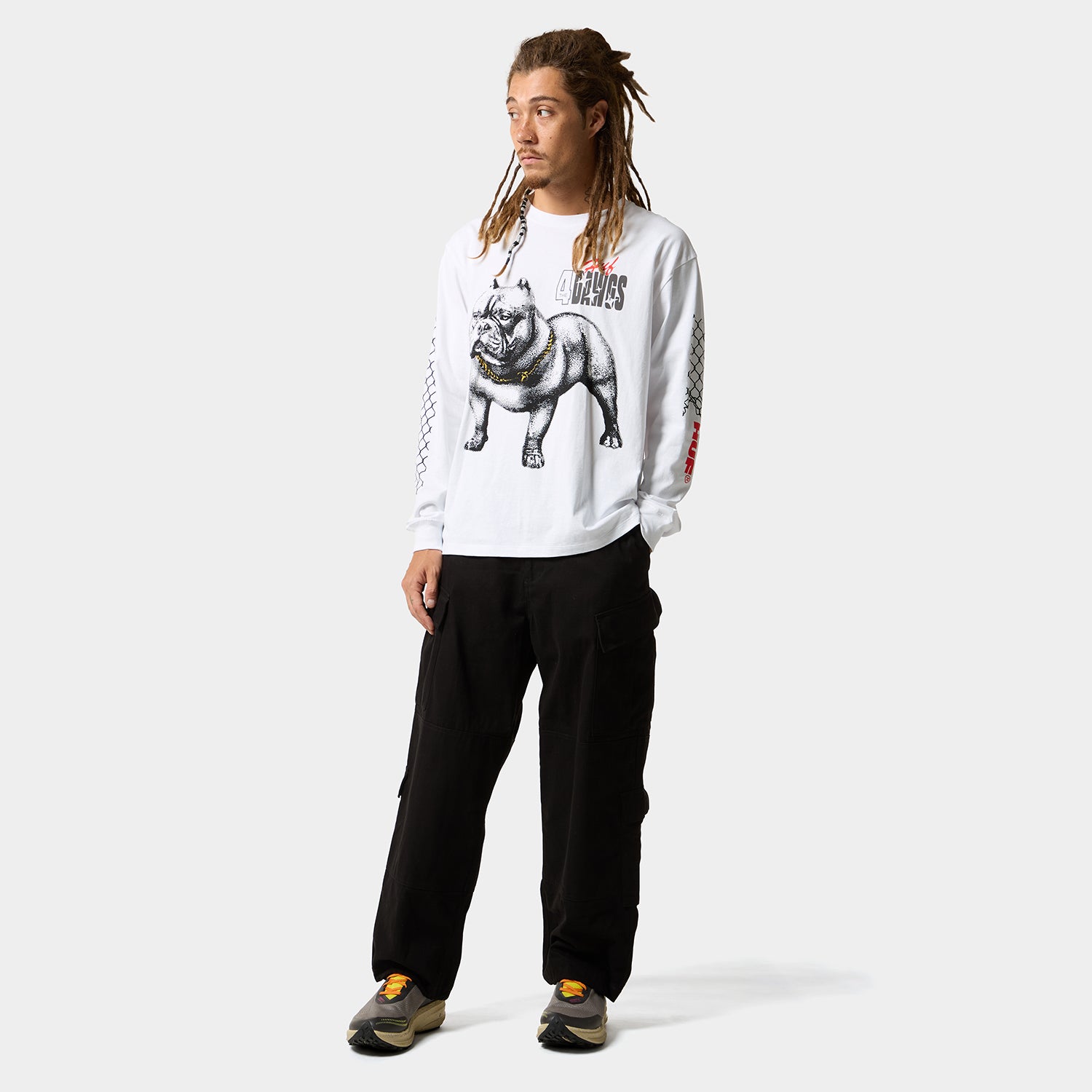 HUF (ハフ) Worldwide JP /T-SHIRTS（Tシャツ）/ 4 THE DAWGS LS TEE商品 / WHITE