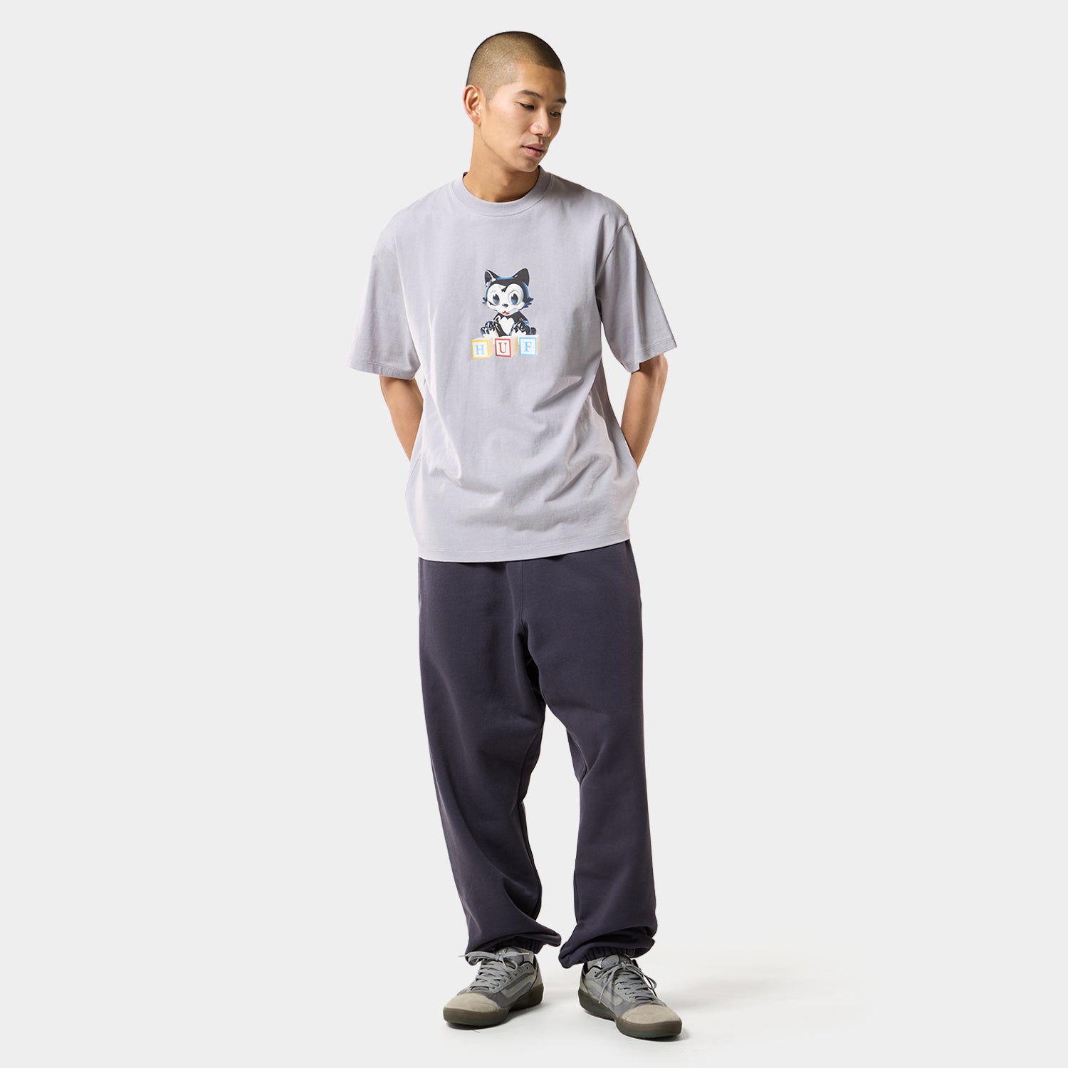 HUF (ハフ) Worldwide JP /T-SHIRTS（Tシャツ）/ BLOCKS TEE商品 / LILAC CHALK