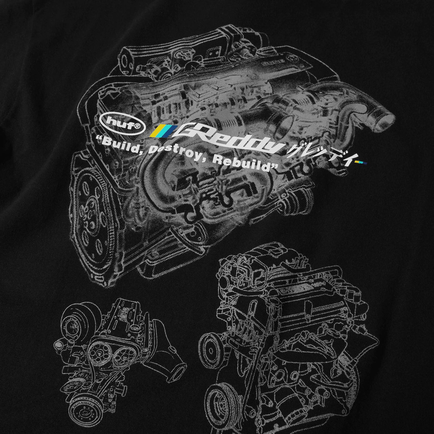 HUF (ハフ) Worldwide JP /T-SHIRTS（Tシャツ）/ HUF X GREDDY MOTORS TEE商品 / BLACK