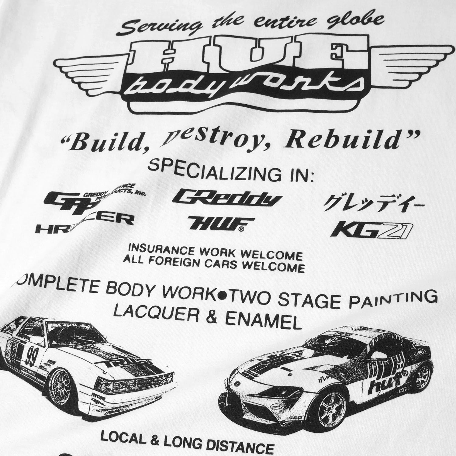 HUF (ハフ) Worldwide JP /T-SHIRTS（Tシャツ）/ HUF X GREDDY BODY WORKS TEE商品 / WHITE