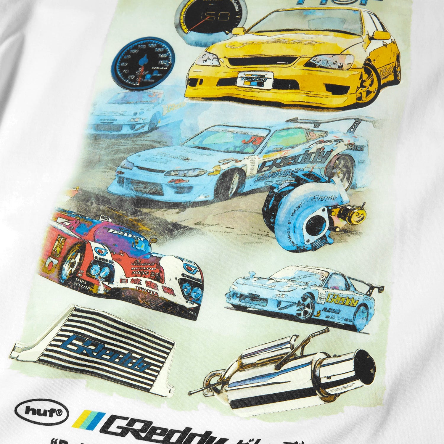 HUF (ハフ) Worldwide JP /T-SHIRTS（Tシャツ）/ HUF X GREDDY PARTS TEE商品 / WHITE