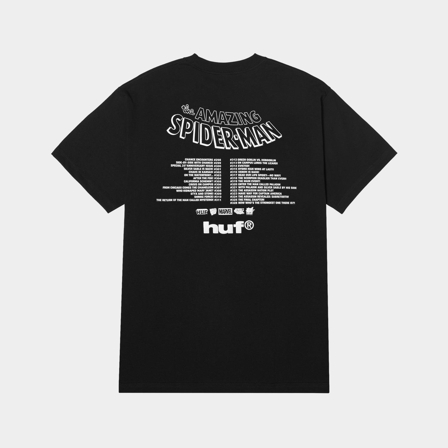 HUF (ハフ) Worldwide JP /T-SHIRTS（Tシャツ）/ HUF X MARVEL SPIDER-MAN THREE HUNDRED TEE商品 / BLACK