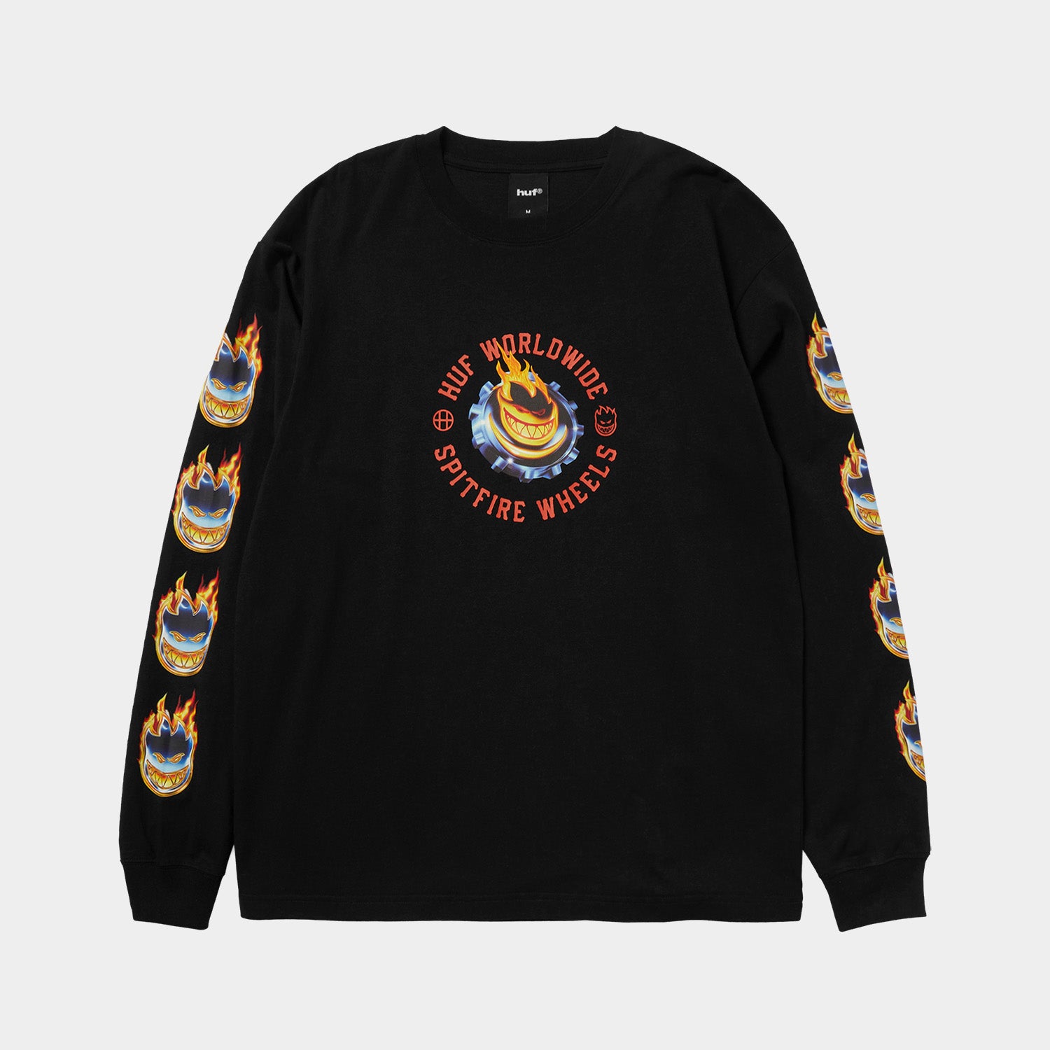 HUF (ハフ) Worldwide JP / T-SHIRTS（Tシャツ） / huf X SPITFIRE CHROME HEAD LS TEE商品 / BLACK