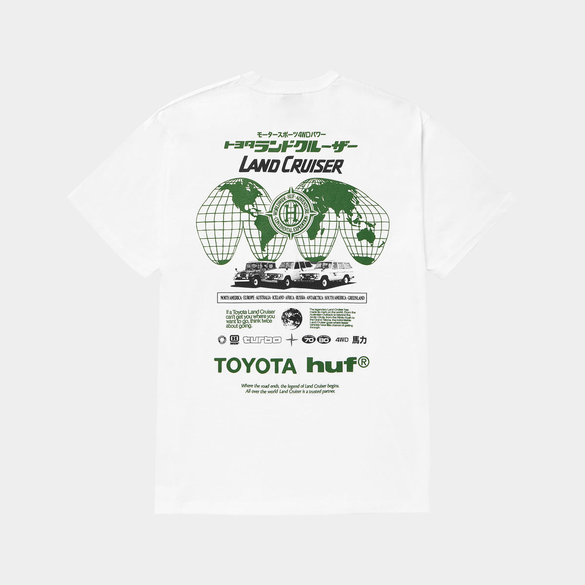 HUF (ハフ) Worldwide JP /T-SHIRTS（Tシャツ）/ huf® X TOYOTA LAND CRUISER GLOBAL TEE商品 / WHITE