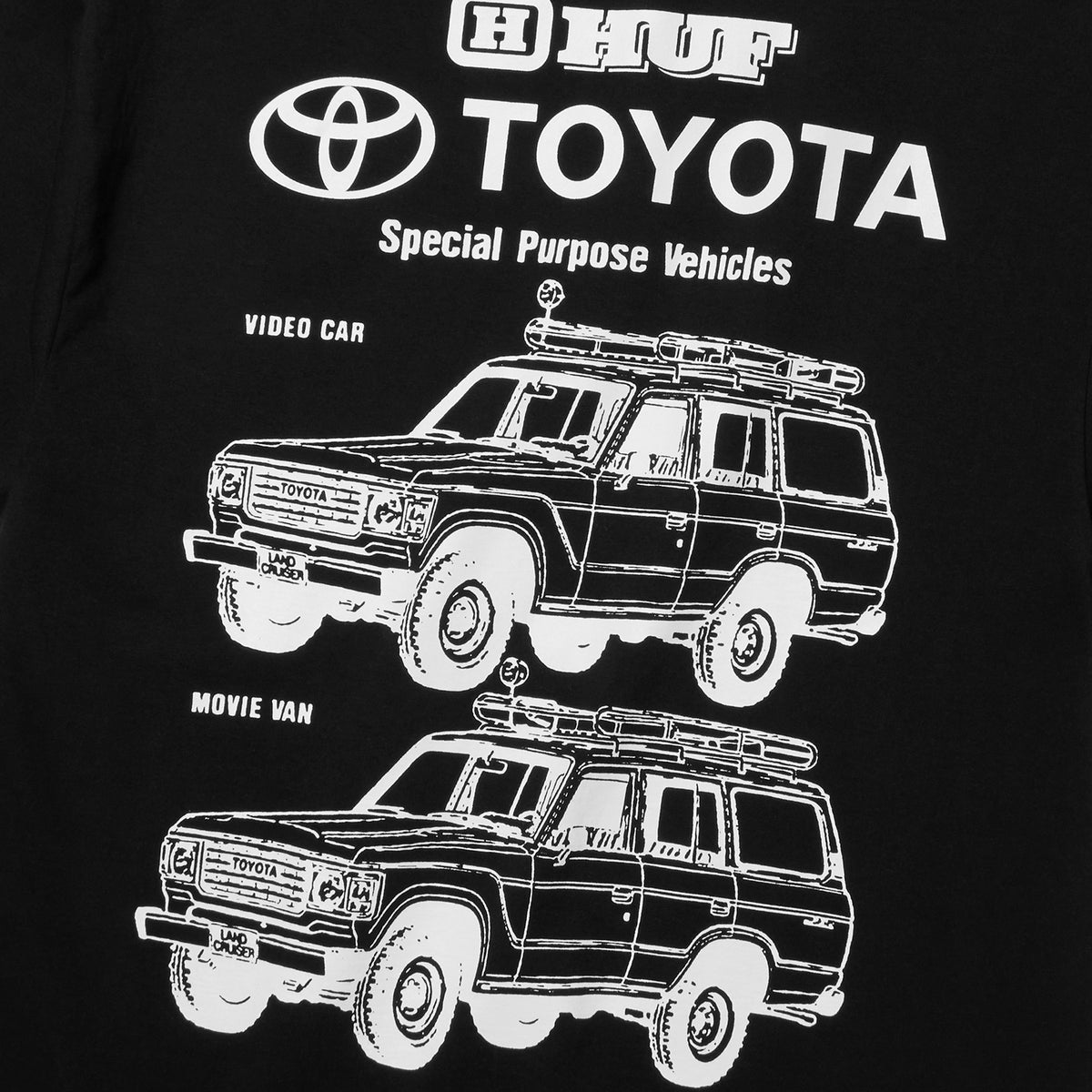 HUF (ハフ) Worldwide JP /T-SHIRTS（Tシャツ）/ huf® X TOYOTA LAND CRUISER SPECIAL TEE商品 / BLACK