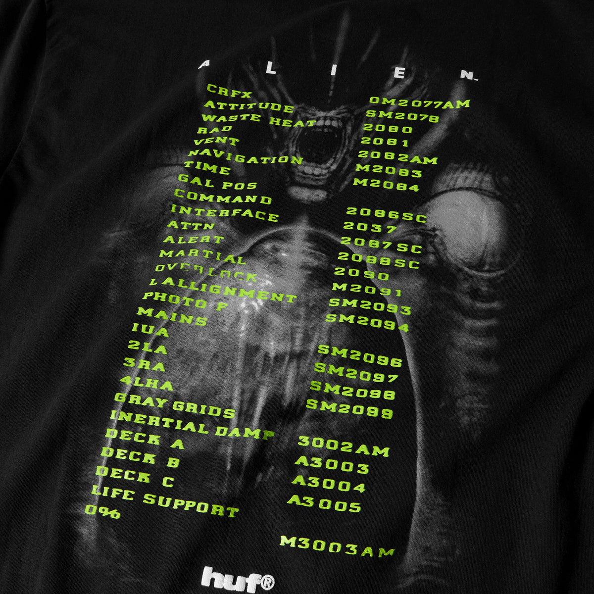 HUF (ハフ) Worldwide JP /T-SHIRTS（Tシャツ）/ HUF X ALIENS MANIFEST TEE商品 / BLACK