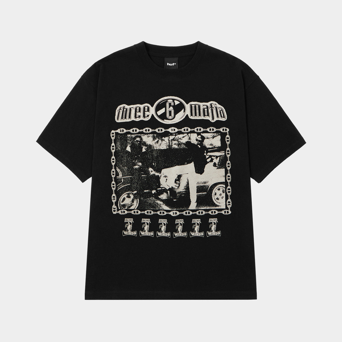 HUF (ハフ) Worldwide JP / T-SHIRTS（Tシャツ） / huf® X THREE 6 MAFIA MOST KNOWN UNKNOWN TEE商品 / WASHED BLACK
