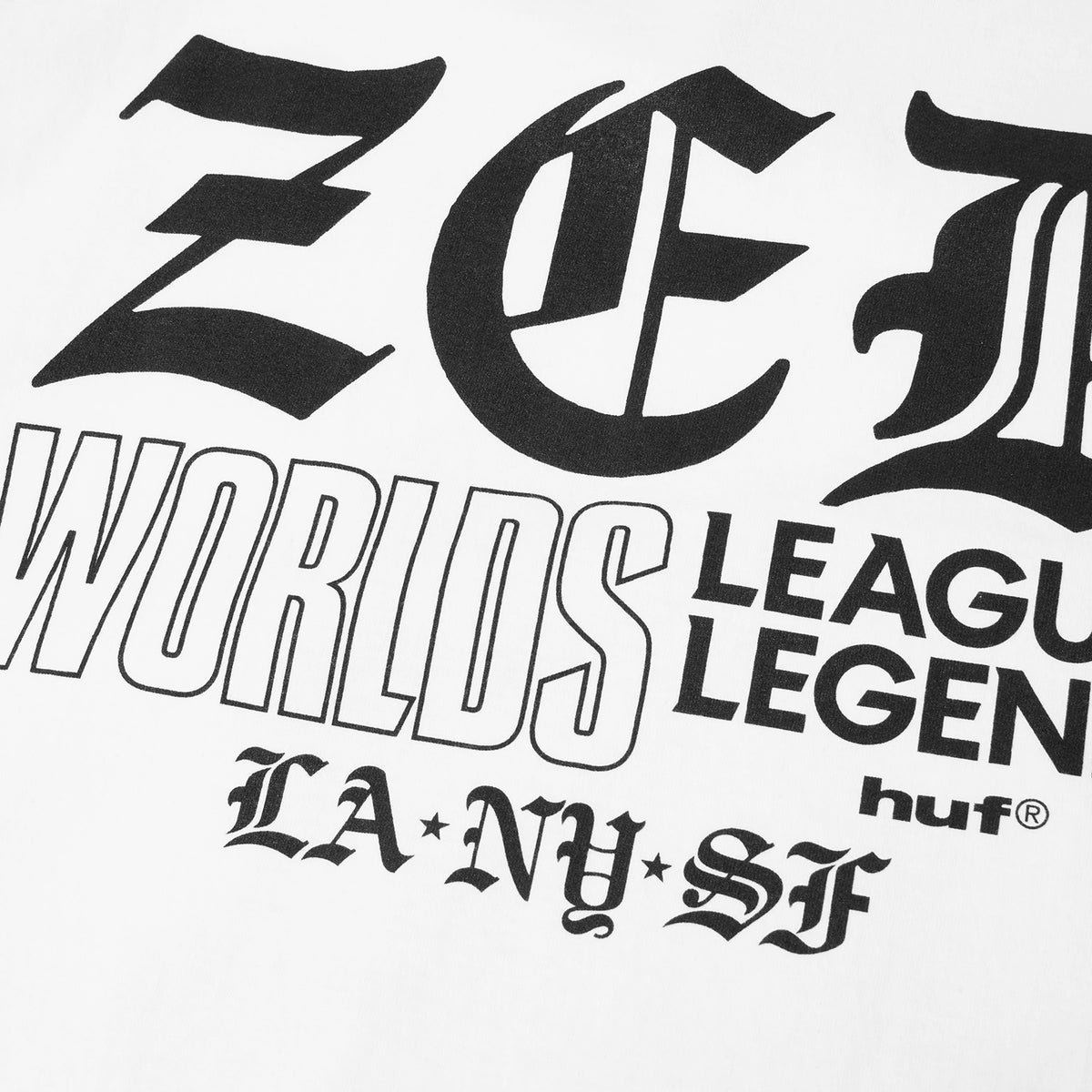 HUF (ハフ) Worldwide JP /T-SHIRTS（Tシャツ）/ huf® x Riot Games 2016 WORLDS ZED SKIN TEE商品 / WHITE