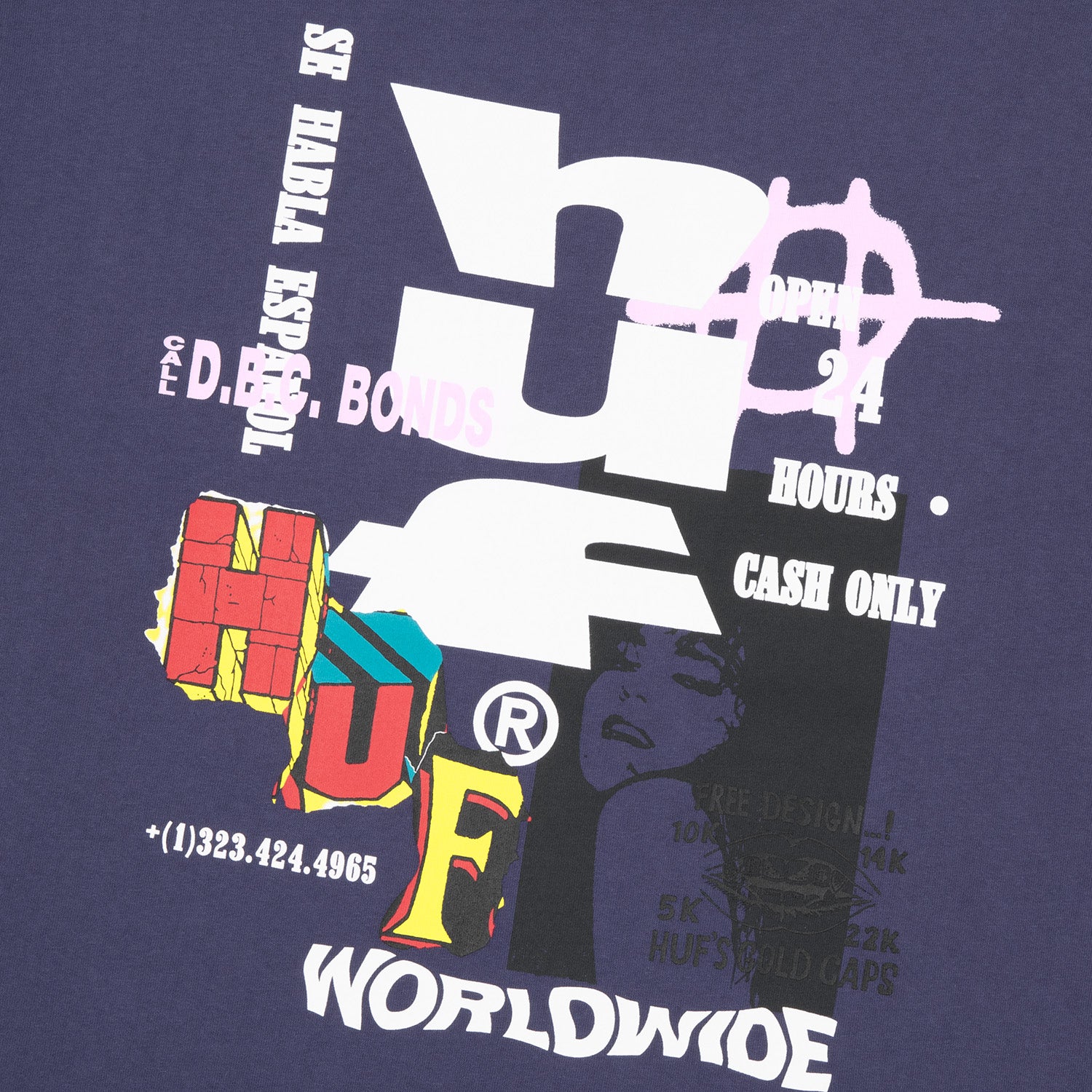 HUF (ハフ) Worldwide JP /T-SHIRTS（Tシャツ）/ CUT AND PASTE LS TEE商品 / NAVY