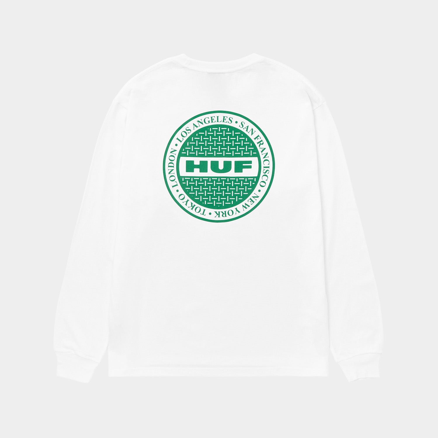 HUF (ハフ) Worldwide JP / T-SHIRTS（Tシャツ） / MANHOLE LS TEE商品 / WHITE/GREEN