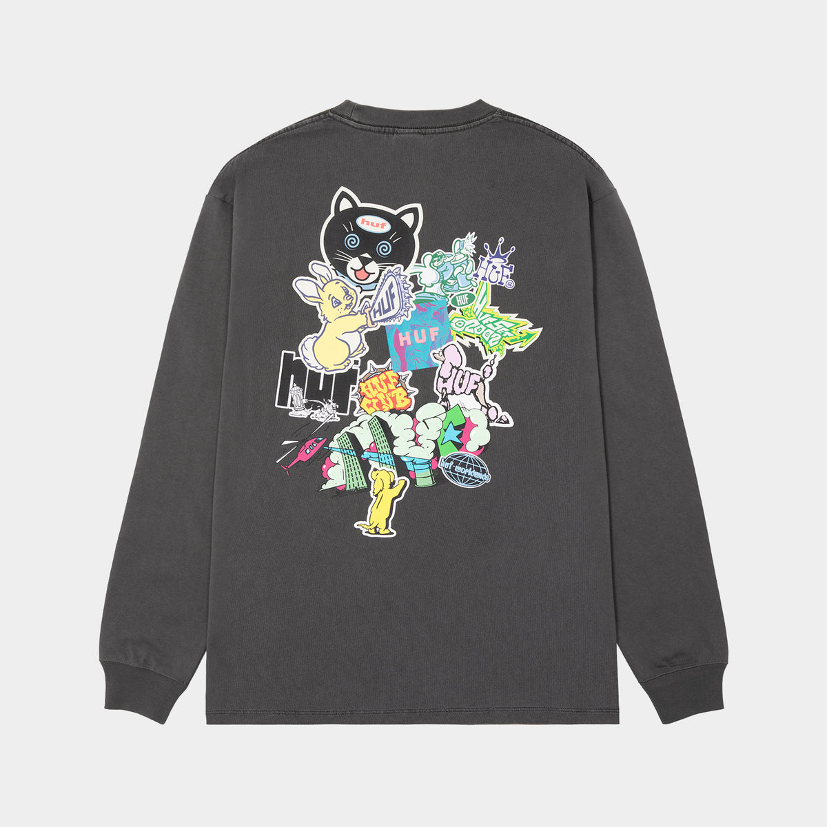 huf 新品ロゴロンT HUF（ハフ） ロンT メンズ ボックスロゴ プリント 長袖Tシャツ