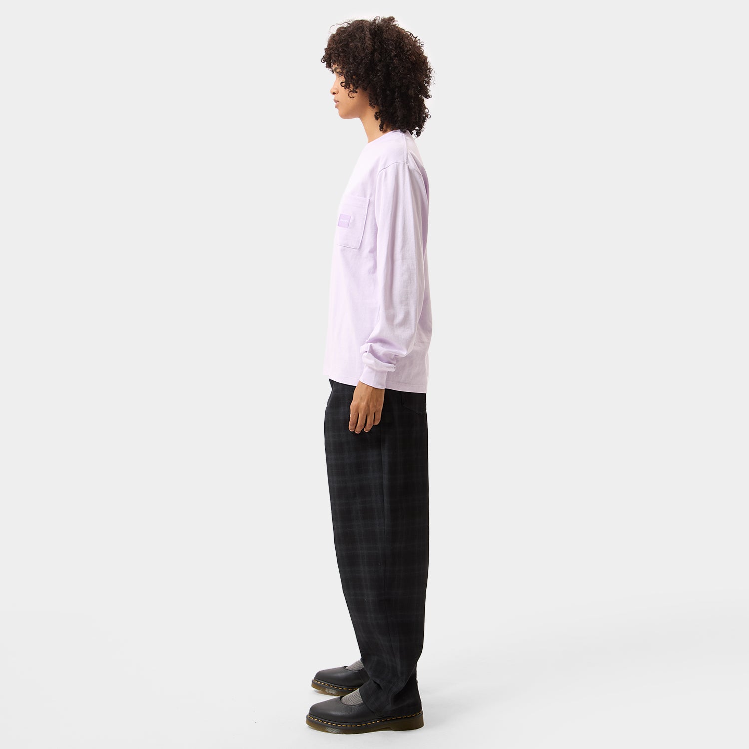 HUF (ハフ) Worldwide JP /T-SHIRTS（Tシャツ）/ BOX LOGO POCKET LS TEE商品 / LT LILAC