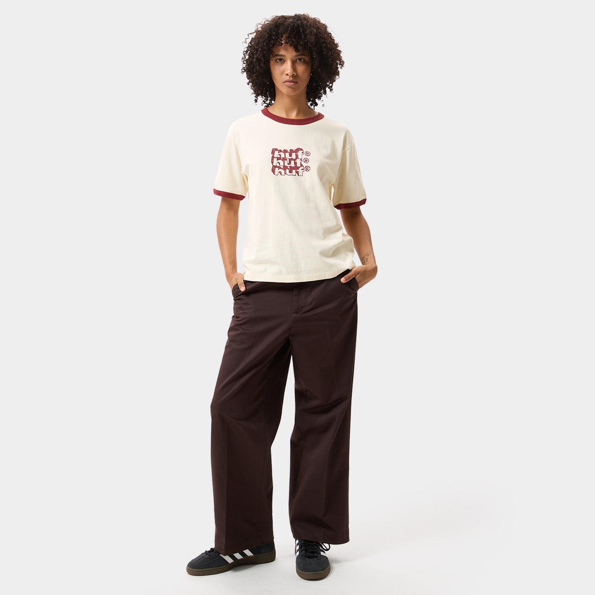 HUF (ハフ) Worldwide JP /T-SHIRTS（Tシャツ）/ HAND STACKED TINY RINGER TEE商品 / NATURAL