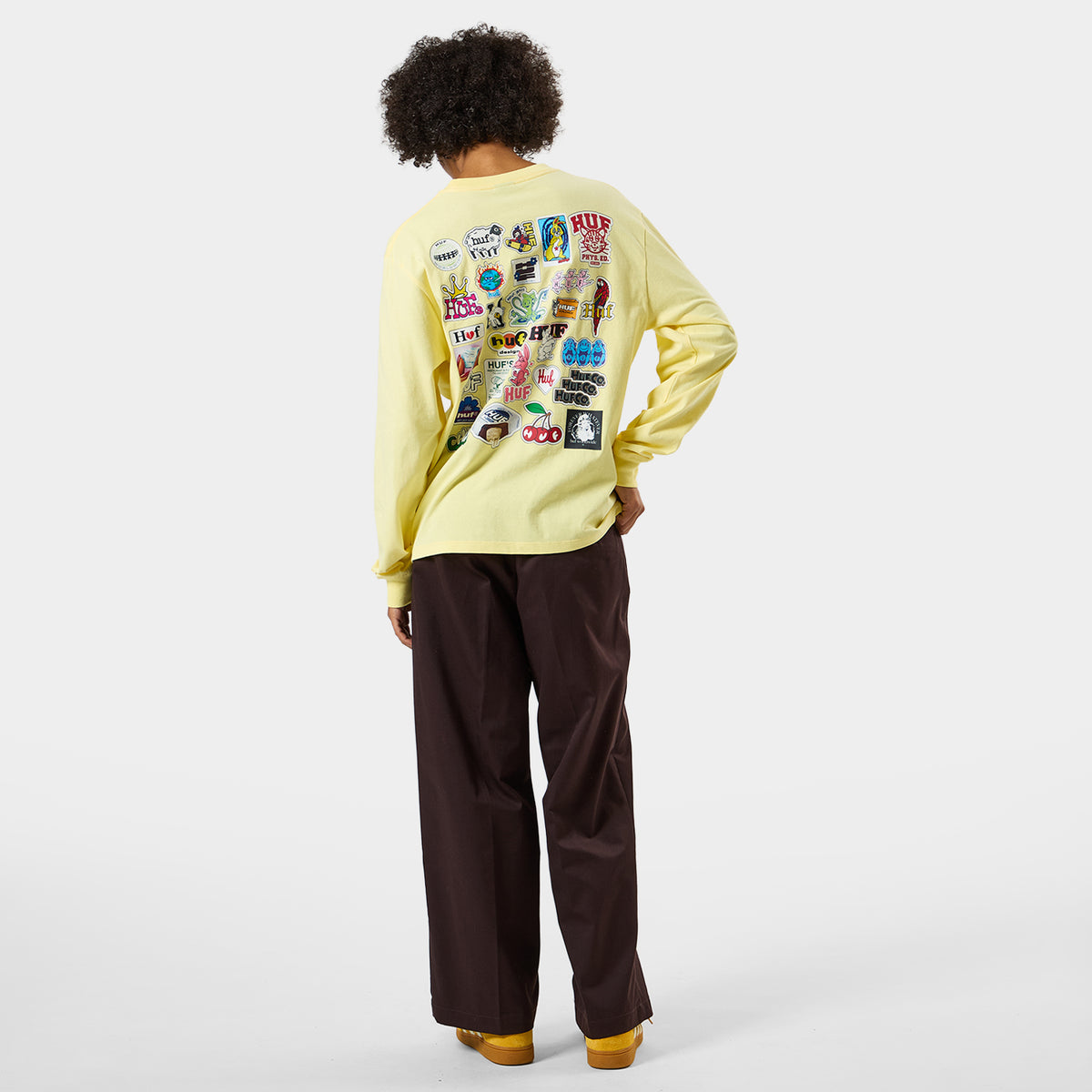 HUF (ハフ) Worldwide JP /T-SHIRTS（Tシャツ）/ STICKER PACK LS TEE商品 / WHITE
