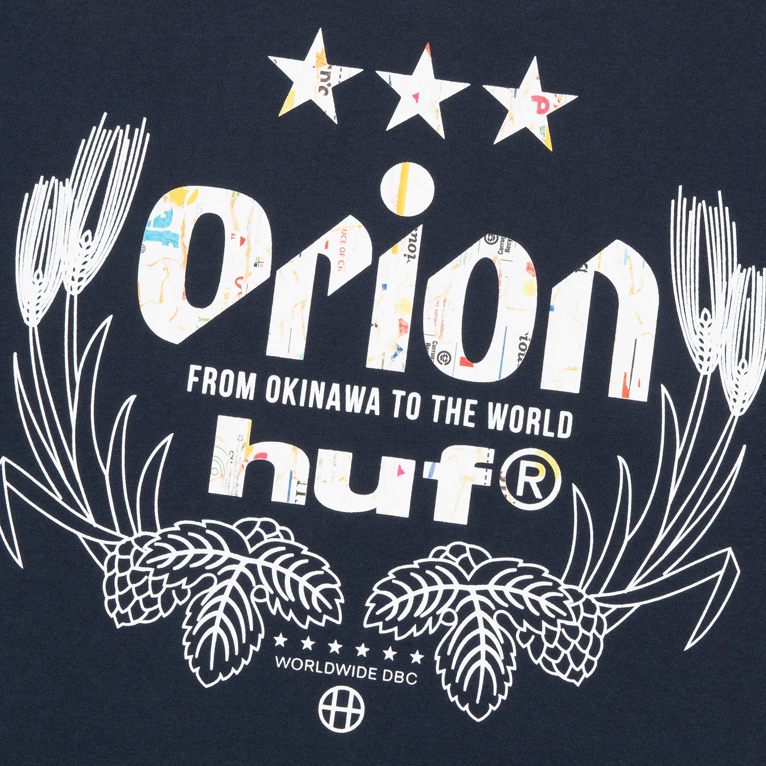 HUF (ハフ) Worldwide JP /T-SHIRTS（Tシャツ）/ HUF X ORION WORLDWIDE TEE商品 / NAVY